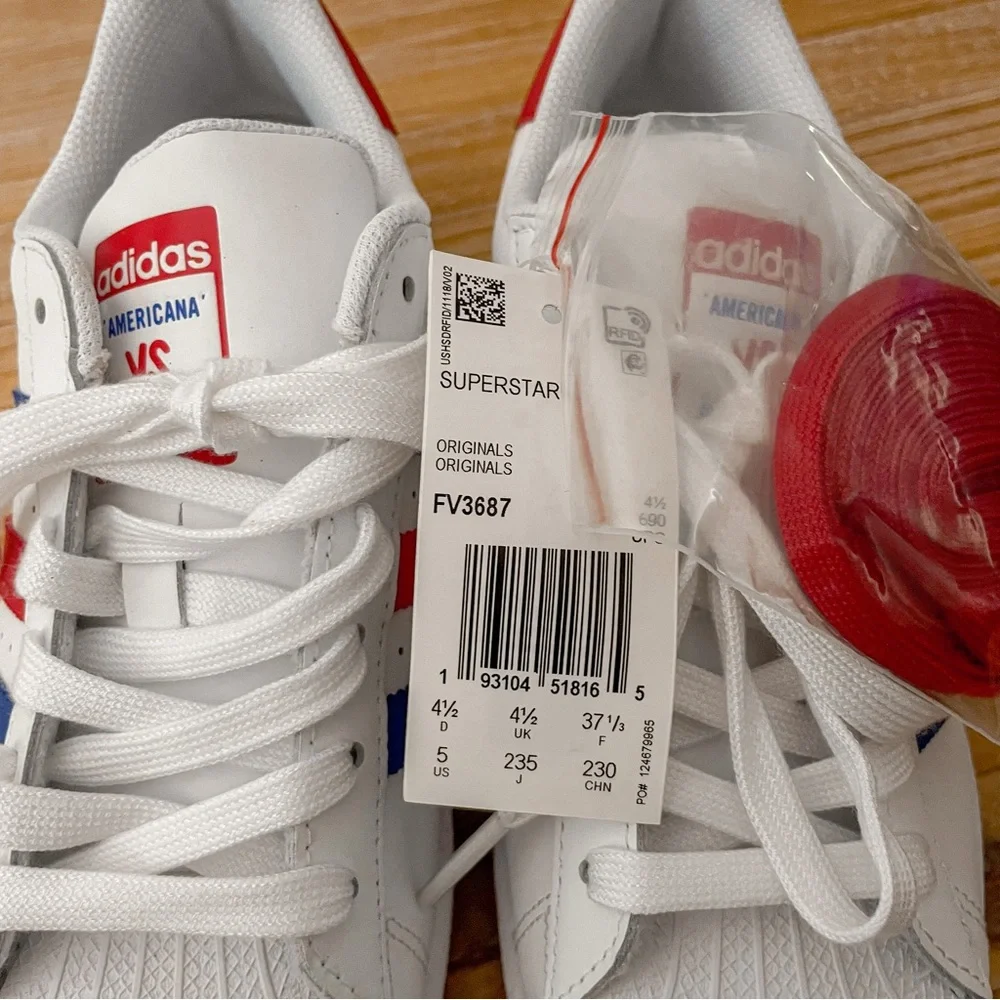 Adidas Originals Legacy Superstar Americana Red White Blue Unisex Sneakers - Picture 3 of 6